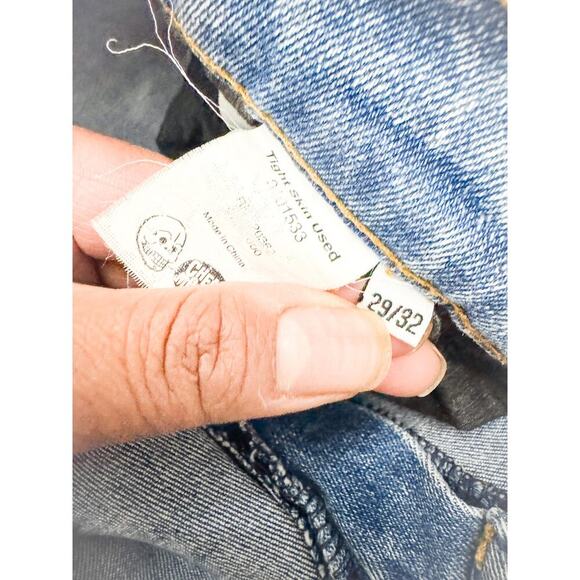 Cheap Monday Acid Wash Denim Tight Skin Used Straight Jeans Zip Fly Size 29 / 32 - Picture 6 of 8